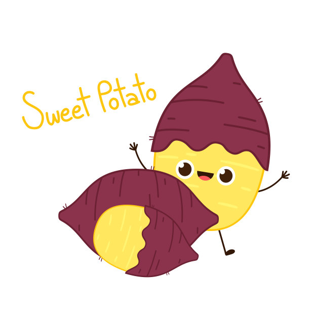 红薯卡通。甘薯人物设计。图片下载