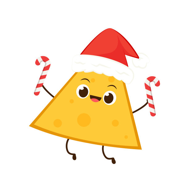 玉米片人物设计。白色背景的玉米片。圣诞老人帽子矢量。图片下载