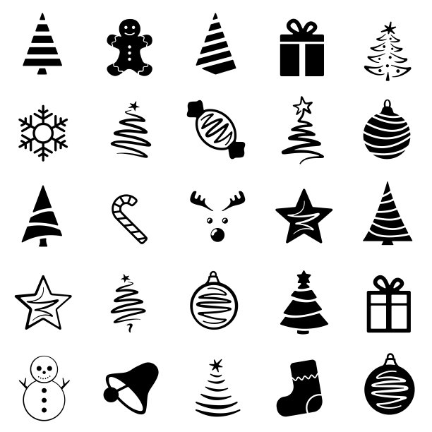 一套圣诞图标。矢量图图片下载