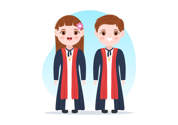 路德牧师或新教基督教宗教领袖投资平坦可爱的卡通手绘模板插图图片下载