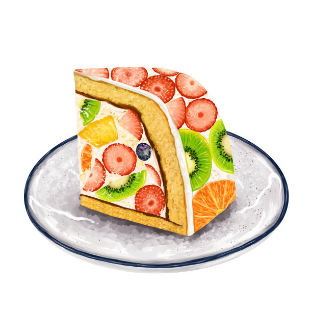 水果蛋糕一碟祖古托蛋糕圆蛋蛋糕1片图片下载