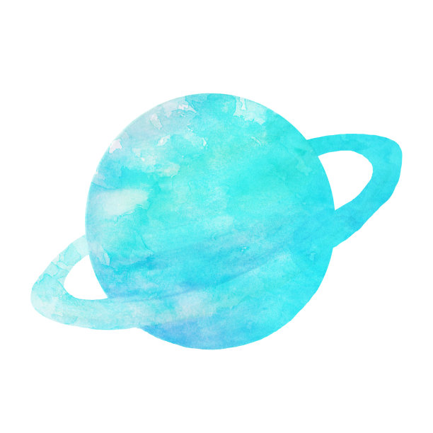 水彩插图与土星的形象图片下载