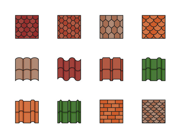 彩色屋顶瓦图标房子屋顶图案图片下载