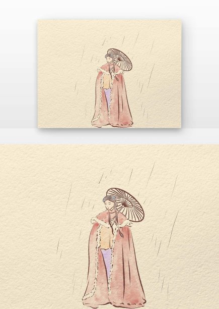 古风女子撑伞雨中图片下载