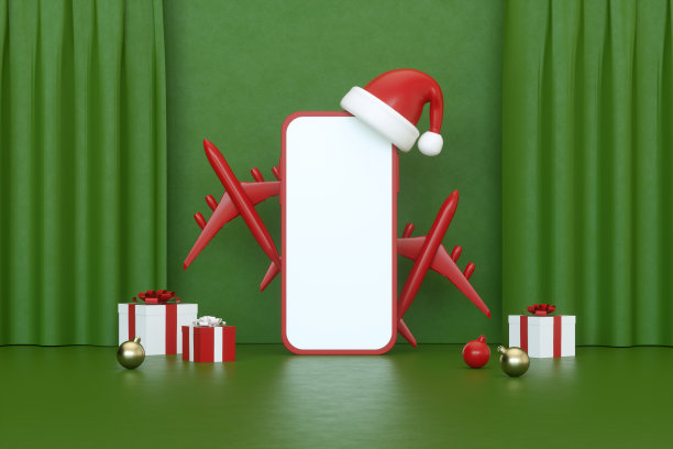 新年圣诞假期旅行背景与空白屏幕手机智能手机图片下载