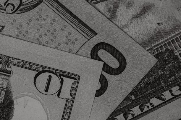 特写黑白照片的细节钞票纸图片下载