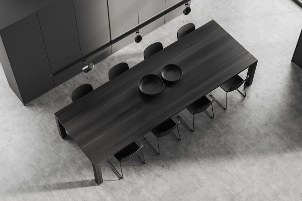 顶视图的黑暗办公室室内与会议板图片下载