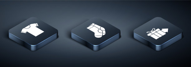 设置等距t恤礼盒和袜子图标图片下载