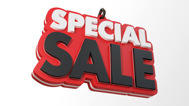 红白隔离特卖招牌三维渲染。图片下载