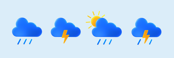 天气云图标集预报设计应用程序和网络。图片下载