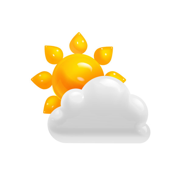 卡通太阳和云的3d现实风格图片下载