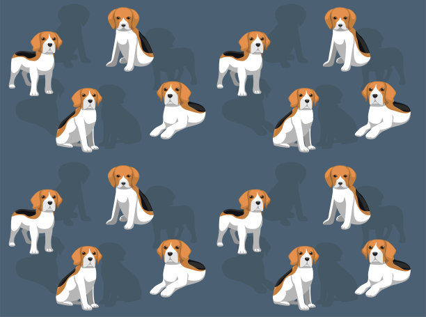 小猎犬摆出可爱的人物无缝壁纸背景图片下载