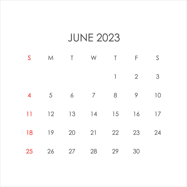 简约风格的2023年6月日历。向量EPS10图片下载