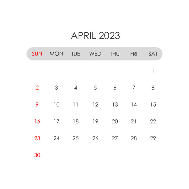 简约风格的2023年4月日历。向量EPS10图片下载