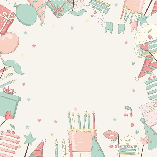 气球，爱心，星形符号，小蛋糕，蛋糕，礼品盒，旗帜图片下载
