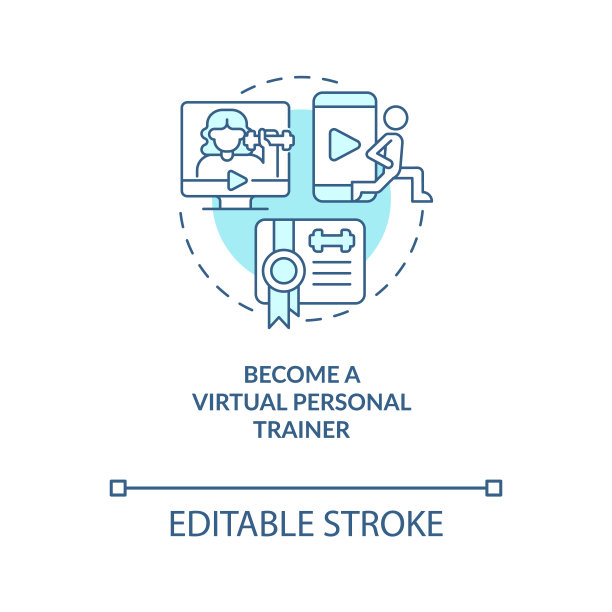 成为虚拟私人教练蓝绿色概念图标图片下载