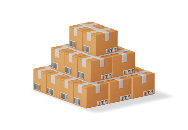 孤立的3D纸箱堆。图片下载
