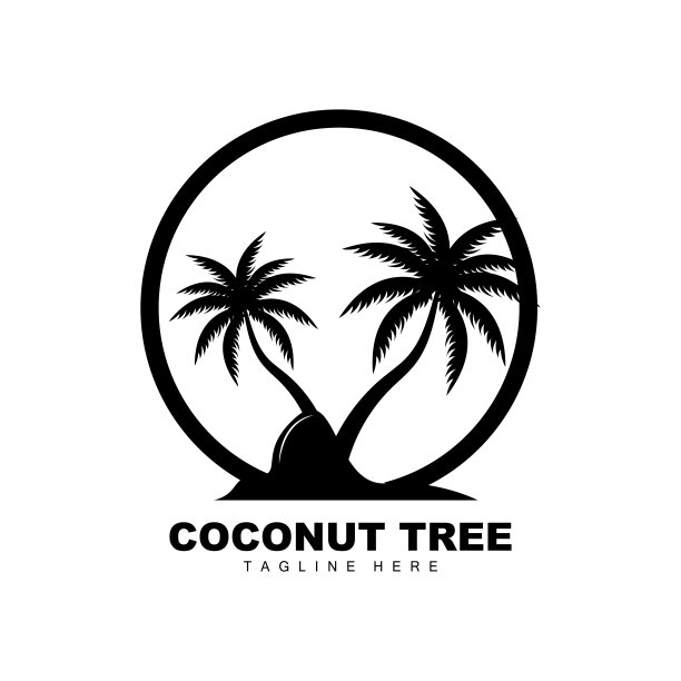 椰子树标志，海洋树矢量，模板设计，产品品牌，海滩旅游对象标志图片下载