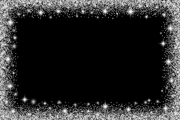 水平矩形闪闪发光的银色框架与火花图片下载