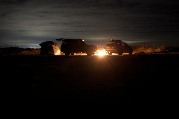 夜晚海滩登陆，篝火熊熊图片下载