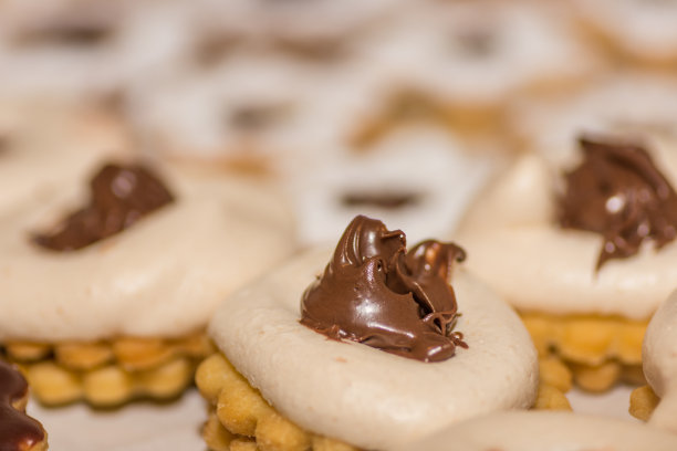 新鲜美味的圣诞饼干，牛轧糖和白色泡沫宏图片下载