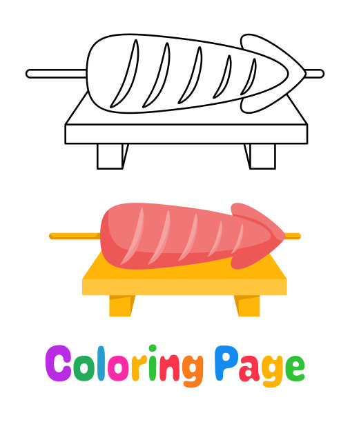 儿童用Ikayaki涂色页图片下载