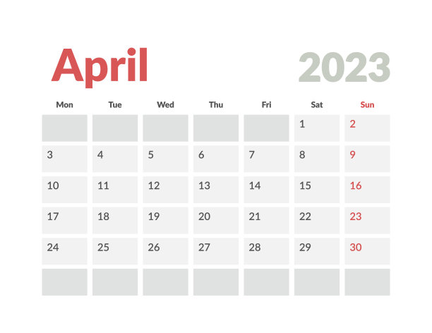 日历模板简单一周开始周一每月图片下载