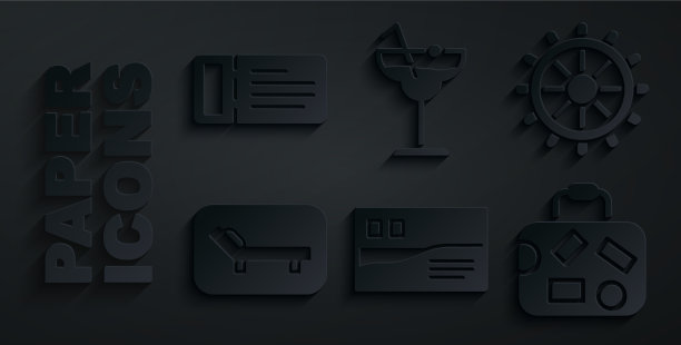 设置明信片旅游船方向盘日光浴床图片下载