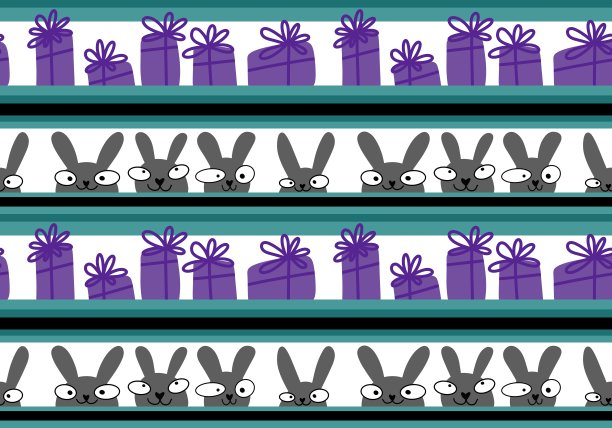 用于织物、纺织品、包装和亚麻布的卡通兔子无缝图案图片下载