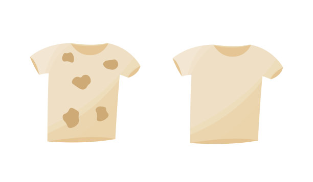 一套脏的和干净的t恤。洗衣概念说明。图片下载