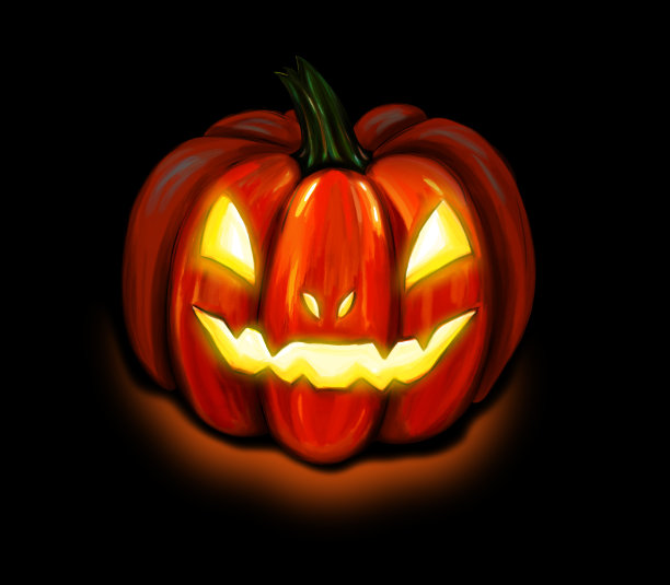 万圣节南瓜的数字绘图。图片下载