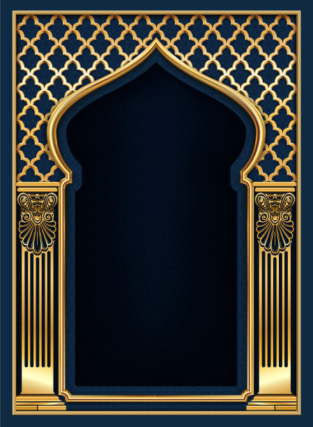 金色黑暗的经典拱门门和柱子图片下载