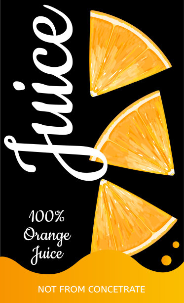 橙汁包装设计，三片橙汁。矢量插图。图片下载