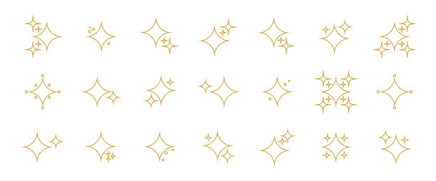 收集不同的黄金闪闪图标。图片下载