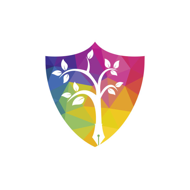 树笔矢量标志设计模板。作者与自然的标志概念。图片下载