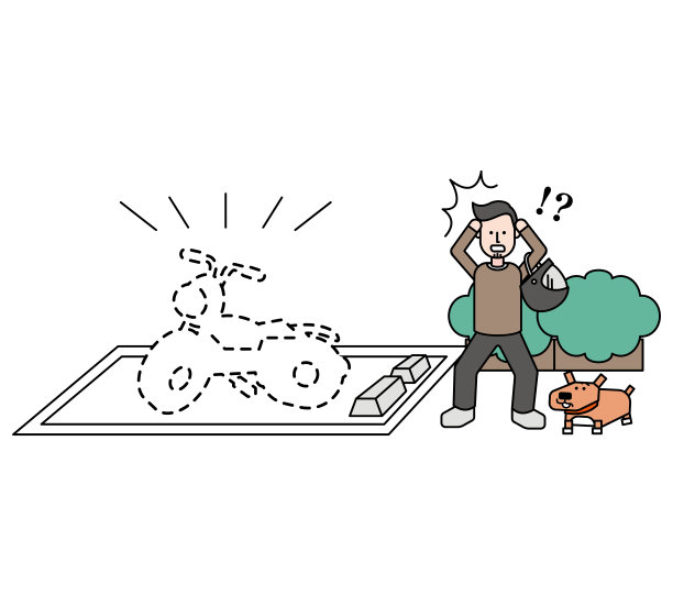 惊讶男人的摩托车被偷了图片下载