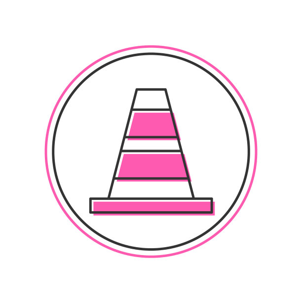 填充轮廓交通锥图标孤立在白色图片下载