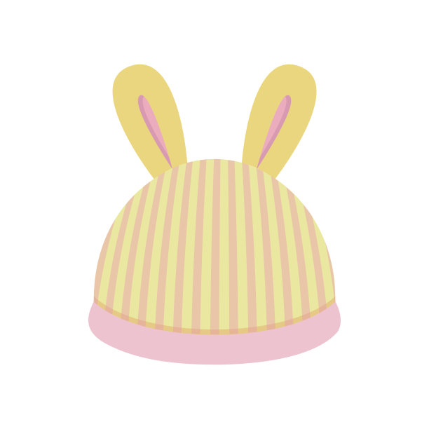 帽子与兔耳朵的儿童隔离在白色背景图片下载