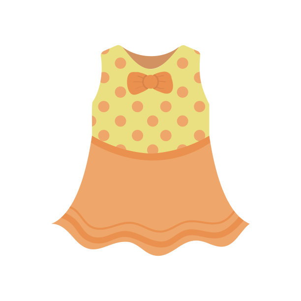 可爱的橙色连衣裙女孩孤立的白色背景图片下载