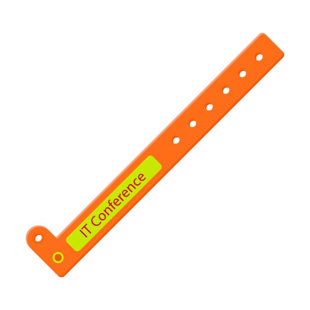 彩色IT会议手环入口卡通矢量插图。夜间派对音乐会手镯孤立在白色背景图片下载