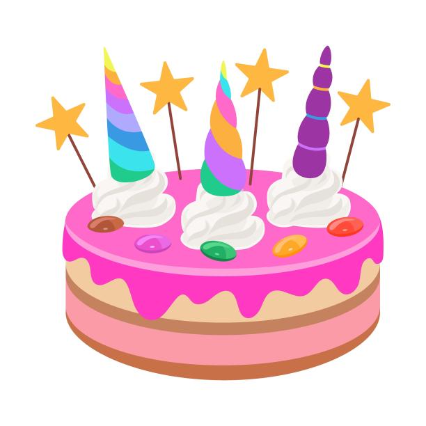 可爱的饼干在独角兽角矢量插图。角，耳朵，皇冠，白色背景上的彩虹图片下载