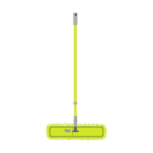 地板拖把。家务清洁工具卡通插画。彩色的扫帚、拖把、扫把孤立在白色背景上图片下载
