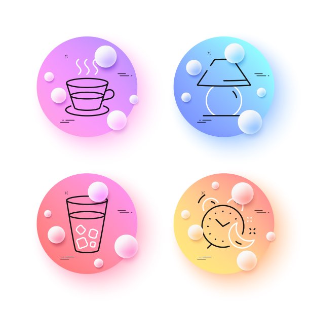 咖啡杯，闹钟和台灯最小线图标。对于web应用，打印。向量图片下载