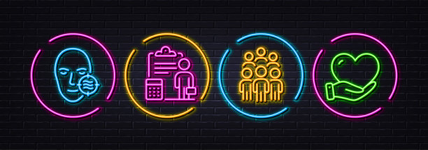 问题皮肤，组人和会计最小线图标。对于web应用程序，打印矢量图片下载