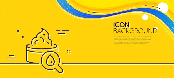 保湿面霜线条图标。皮肤护理星座。化妆品乳液。最小线黄色横幅。向量图片下载