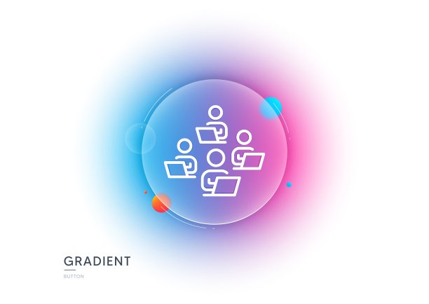 群控线图标。远程办公标志。渐变模糊按钮。向量图片下载