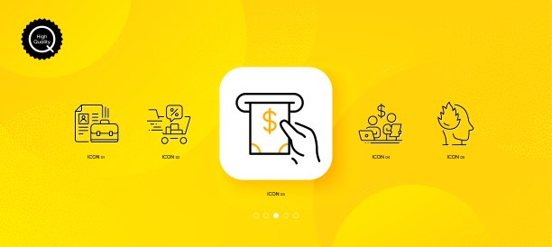 压力，折扣购物车和预算会计最小线图标。对于web应用，打印。向量图片下载