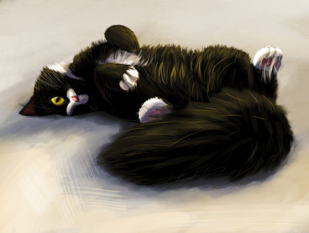 一只猫的数码画。图片下载