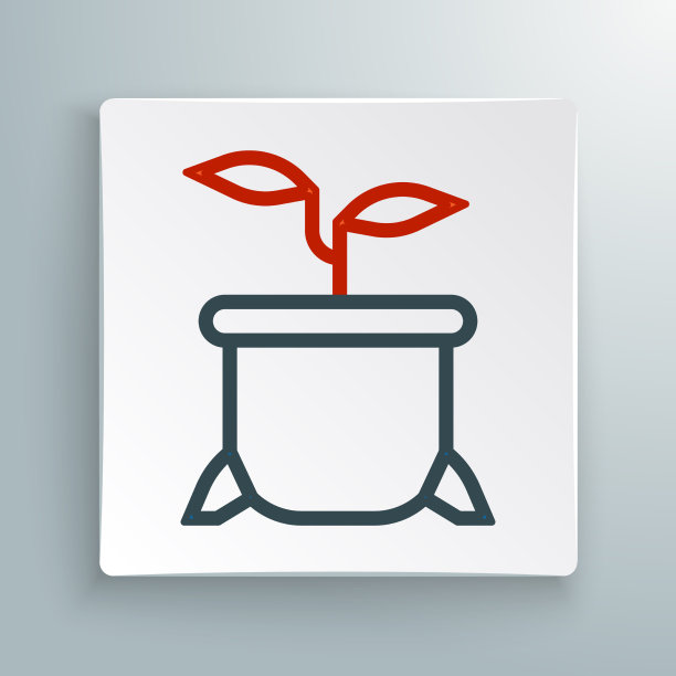 线植物在花盆图标孤立的白色图片下载