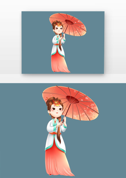 雨水节令节气古风少女汉服女孩打伞撑油纸伞图片下载